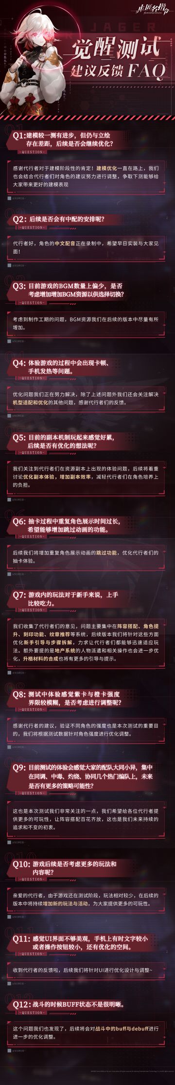 【觉醒测试】建议反馈FAQ