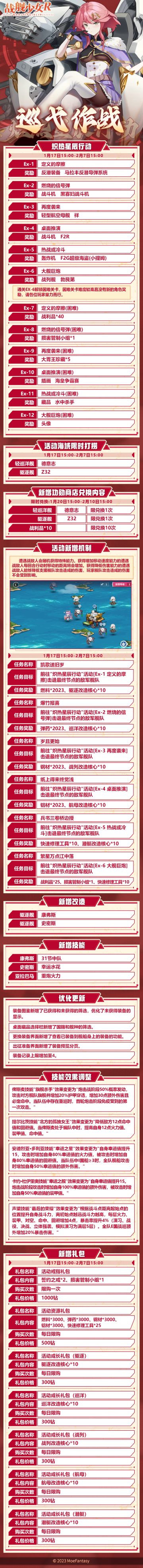 2023.1.17 维护公告 & 巡弋作战—炽热星辰行动活动公告 & 春节活动公告