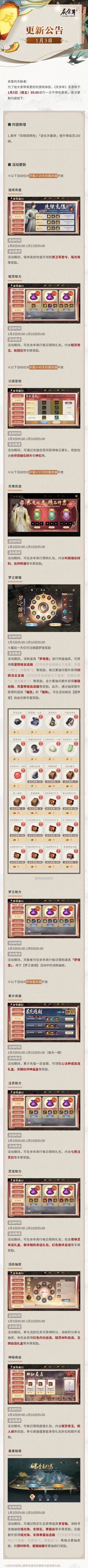 【公告】1月3日更新公告