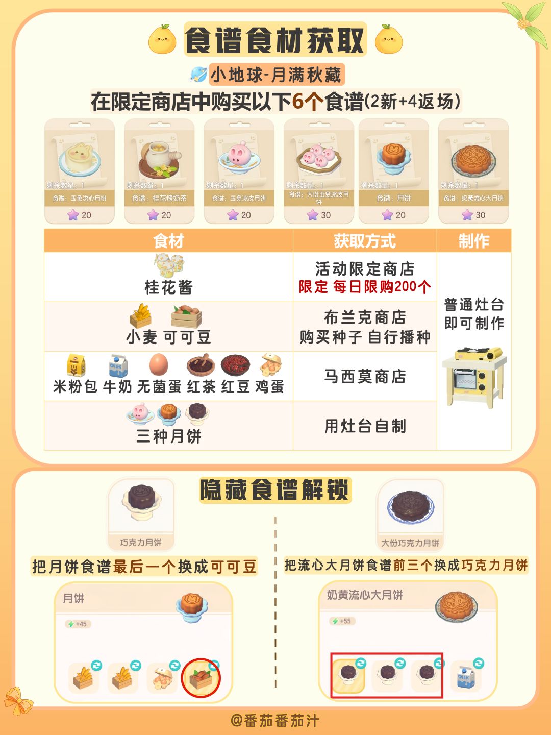 心动小镇 中秋限定 8个食谱 详细攻略 3