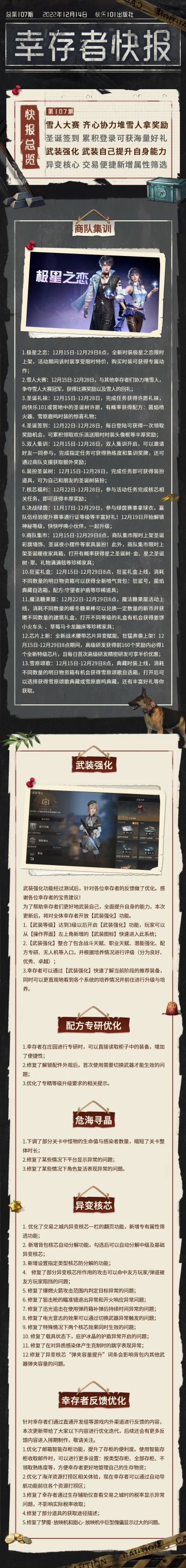 【幸存者快报】12月14日更新公告