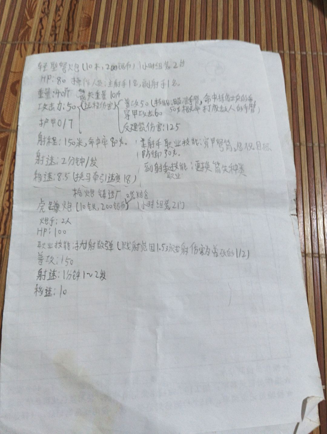 荒塔村攻城武器厂部分武器设计手稿 1