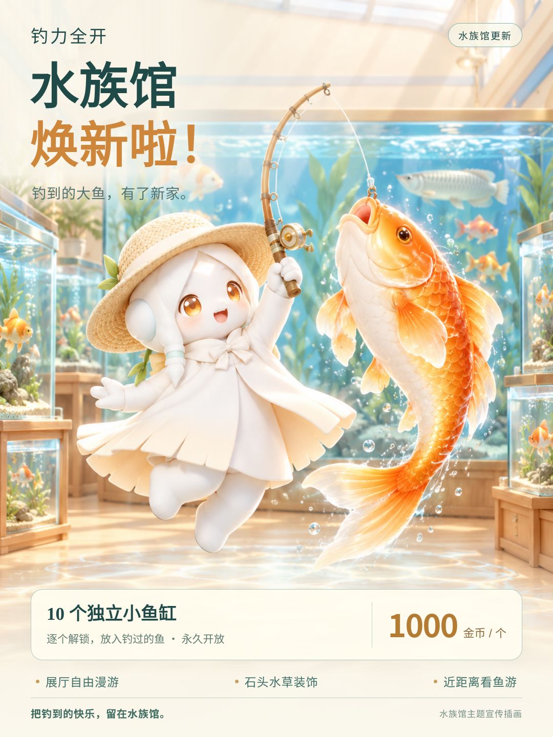 水族馆焕新啦!钓到的大鱼,有了新家 1