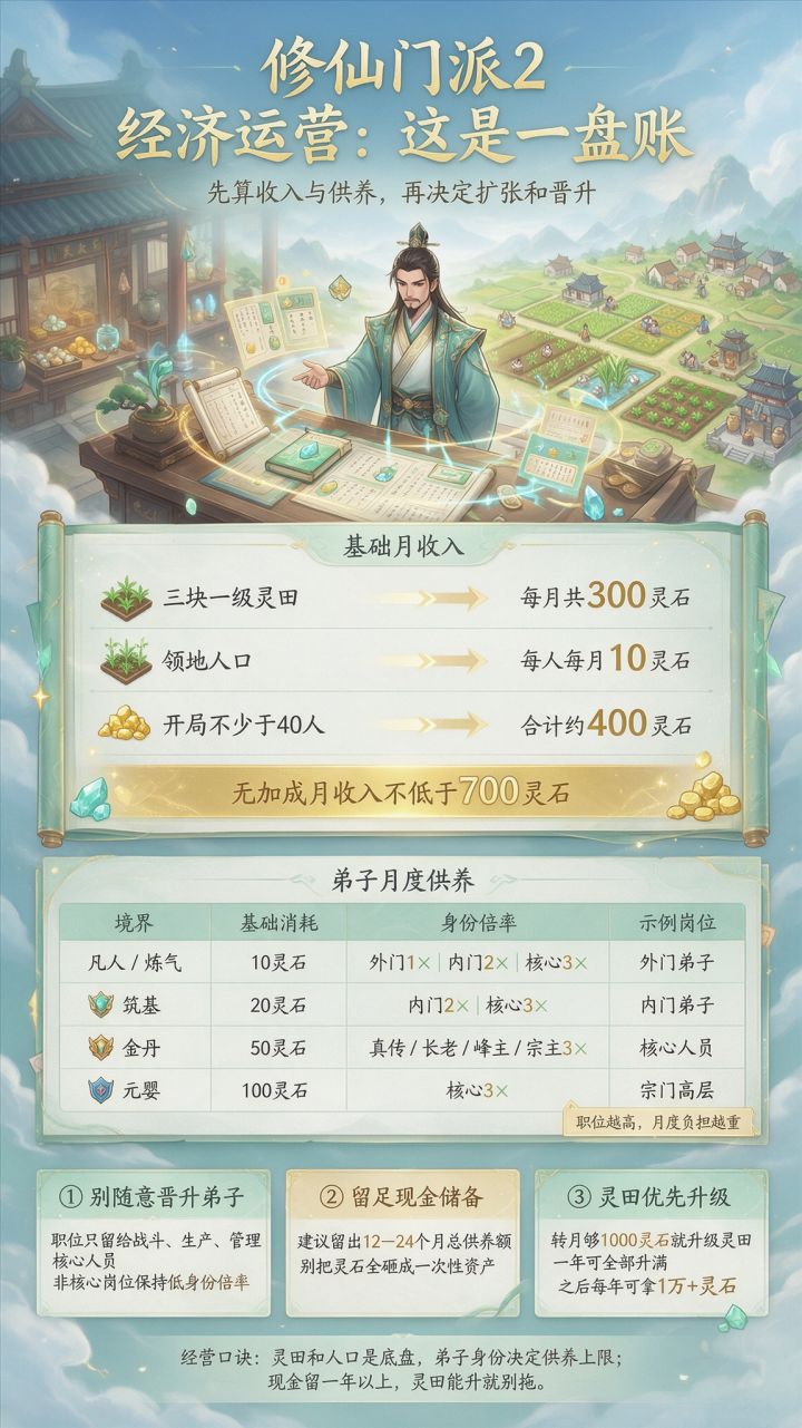 修仙门派2 经济运营:这是一盘账截图