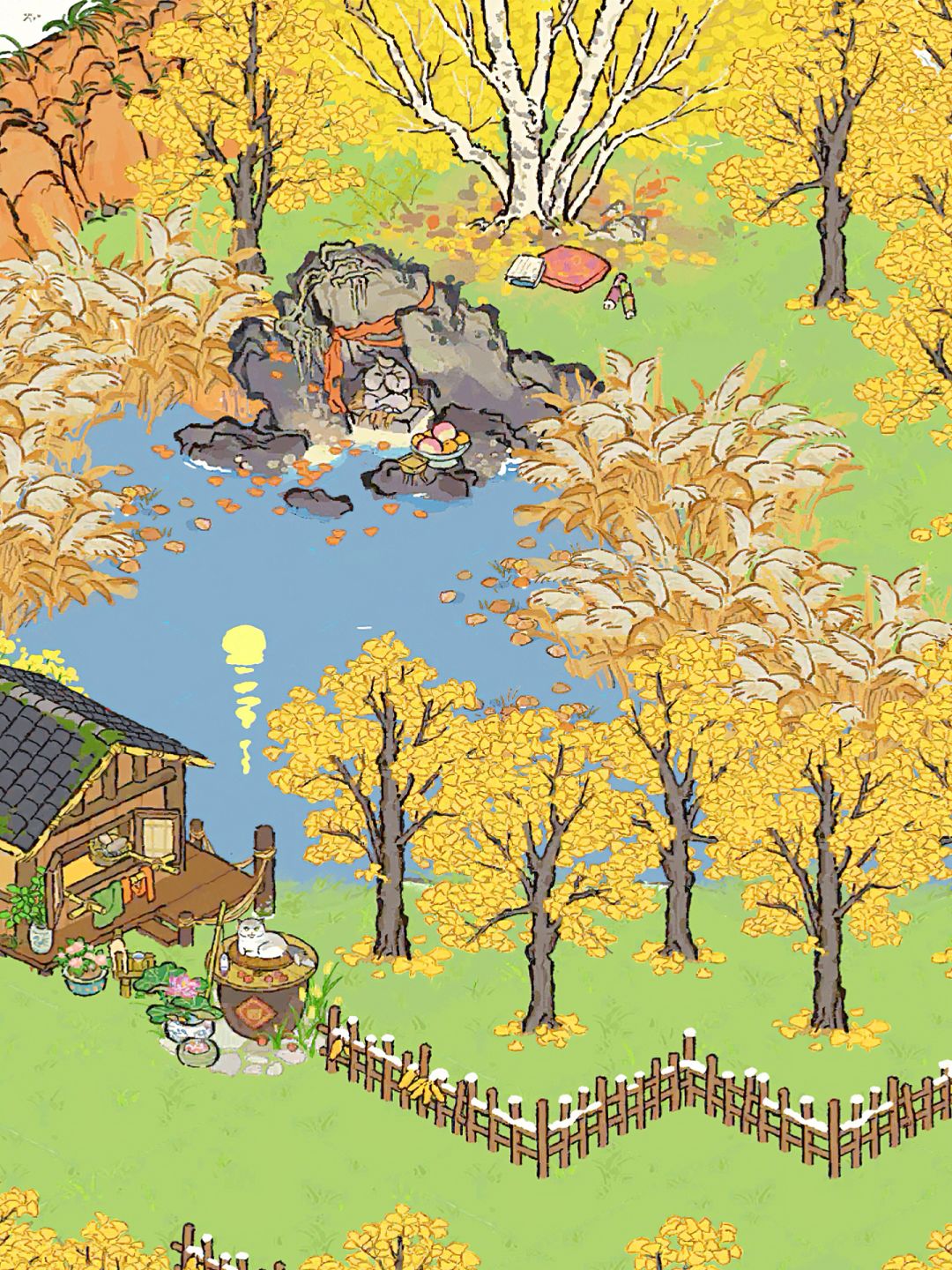 风一吹🍂湖边小木屋就下起了银杏雨~ 2