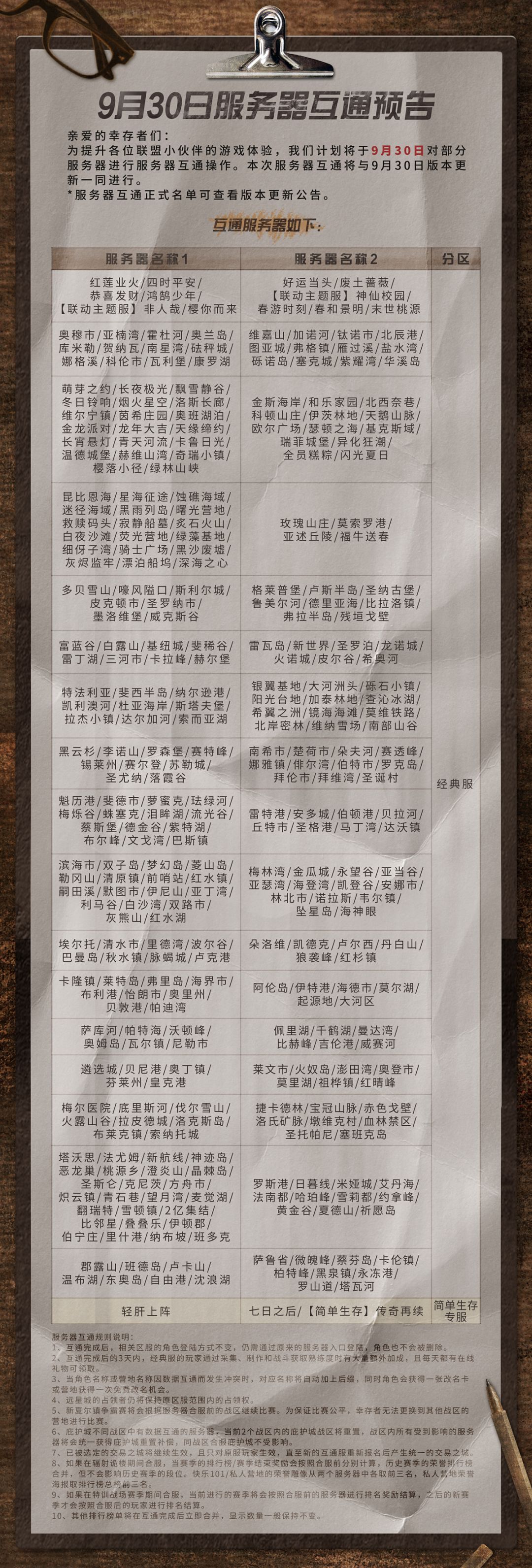 服务器互通计划通知 2