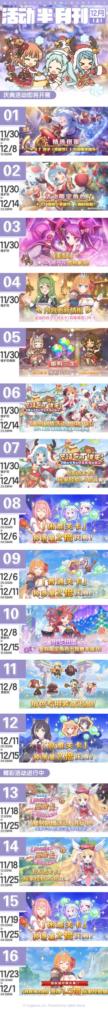 十二月上旬常规活动开展预告