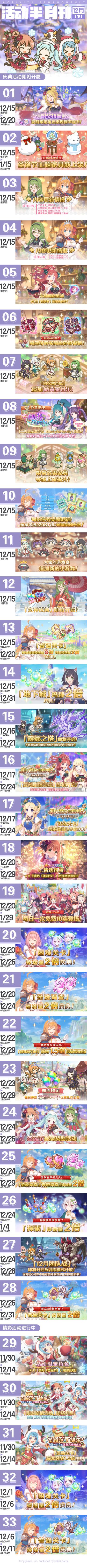 十二月下旬常规活动开展预告