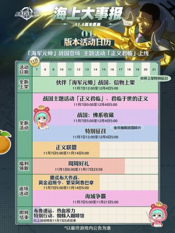 海上大事报｜新伙伴战国11月7日登场