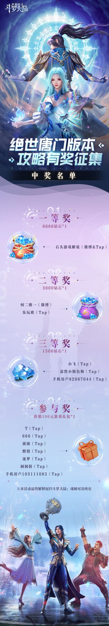 【攻略征集开奖】绝世唐门版本攻略有奖征集活动结果公布