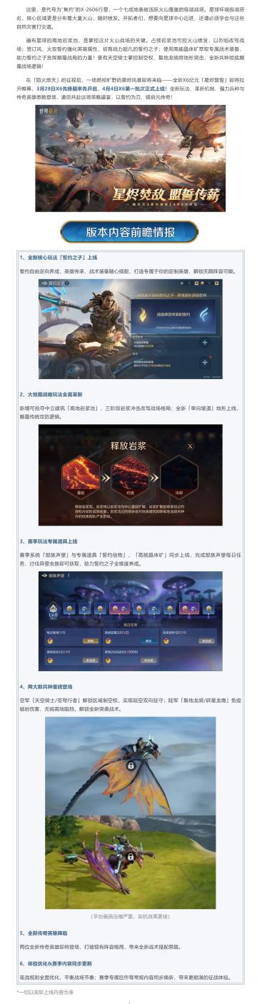 新版本前瞻丨全新X6纪元「星烬盟誓」强势来袭！先锋服即将报名！