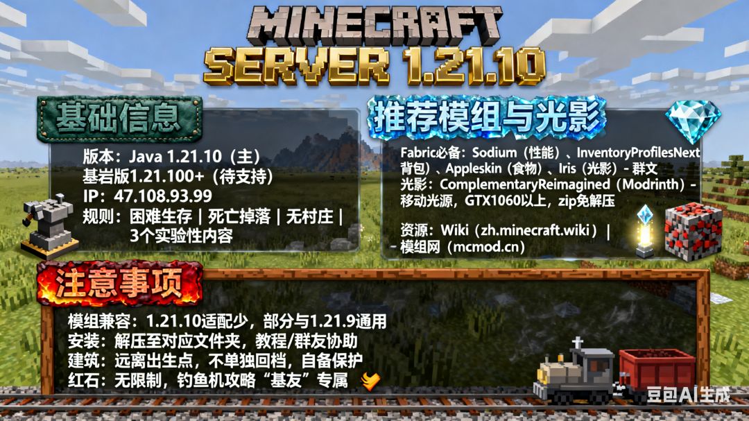 Minecraft 1.21.10 服务器公告总结截图