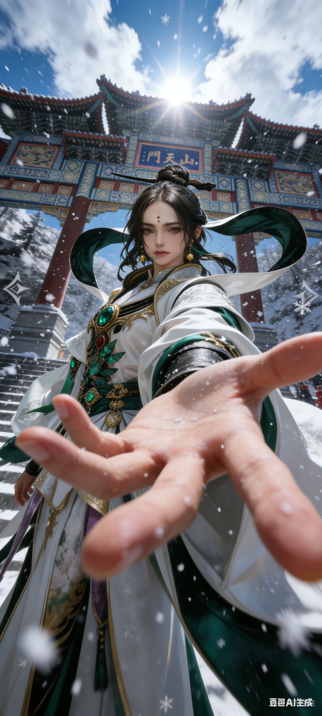雨幕逆光映青丝,汉服佳人立檐下 1