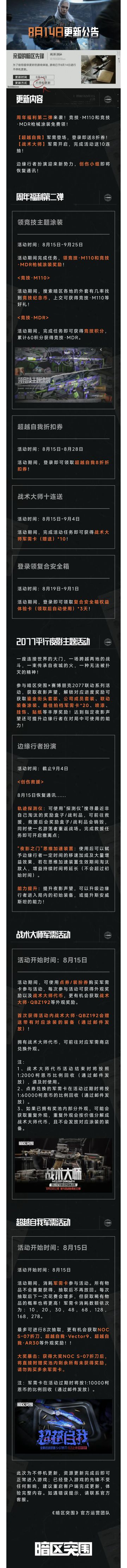 更新公告丨周年福利第二弹开启！创伤小组势力上线