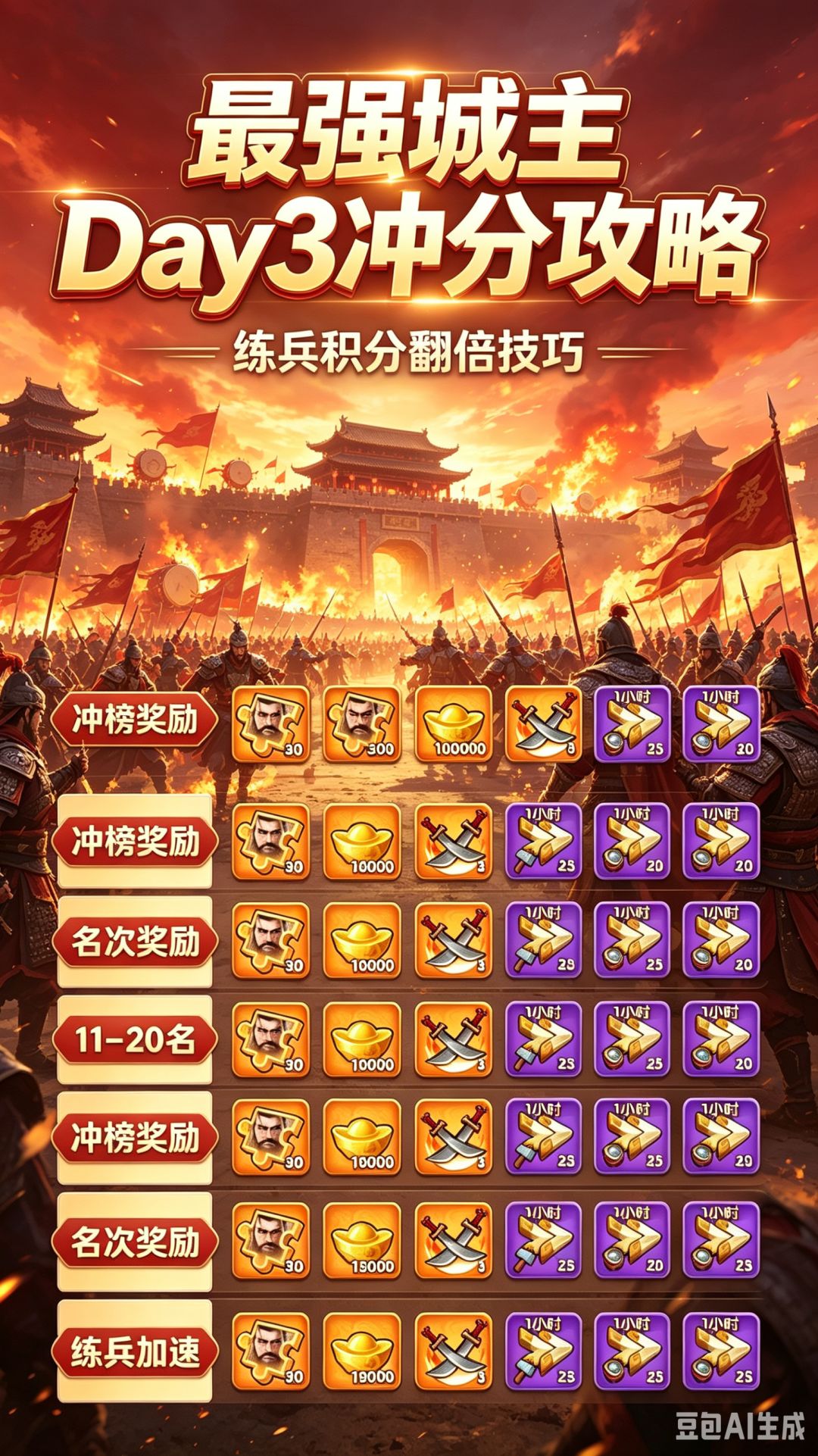 最强城主第三天冲分完整攻略 1