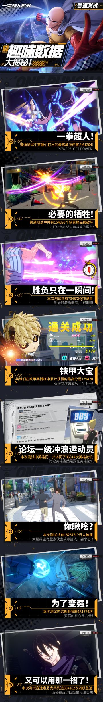 《一拳超人：世界》「普通测试」趣味数据总结！