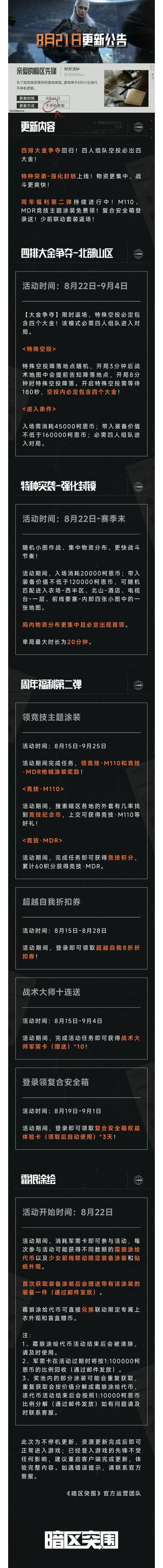 更新公告丨四排大金争夺必出四大金！特种突袭上线随机小图激斗！