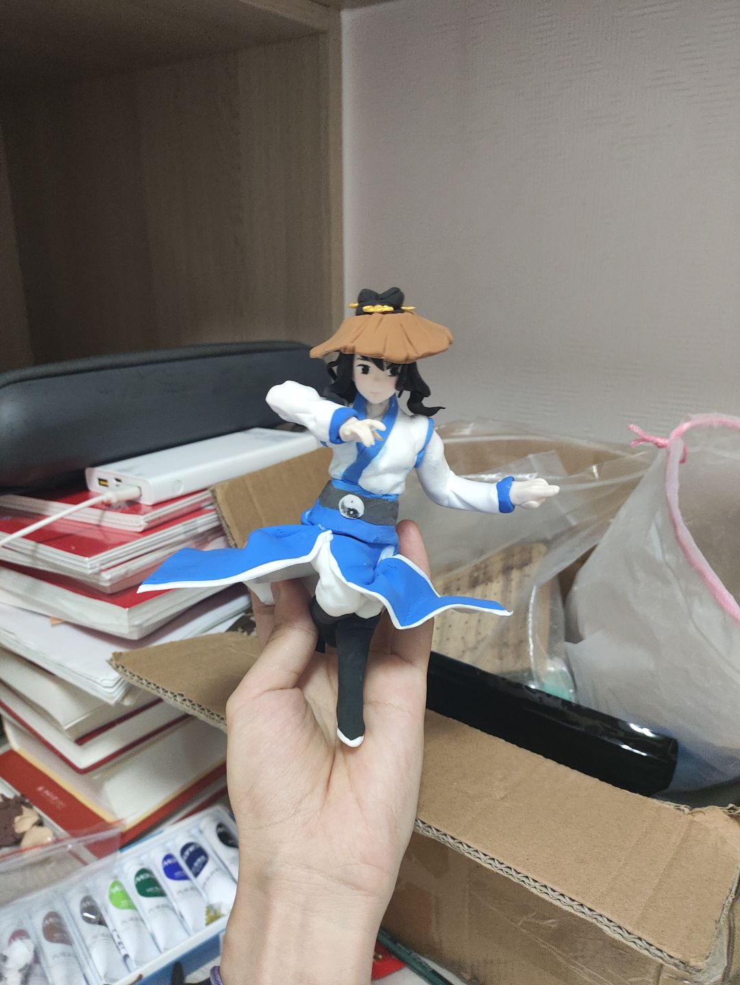 粘土成品(◦`~´◦)游戏里的赵六和自己 2