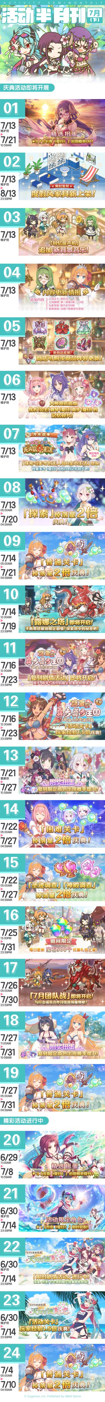 七月下旬常规活动开展预告