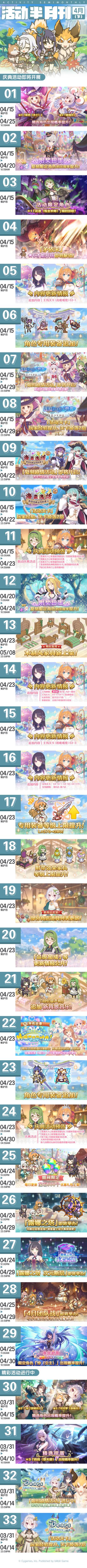 四月下旬活动开展预告