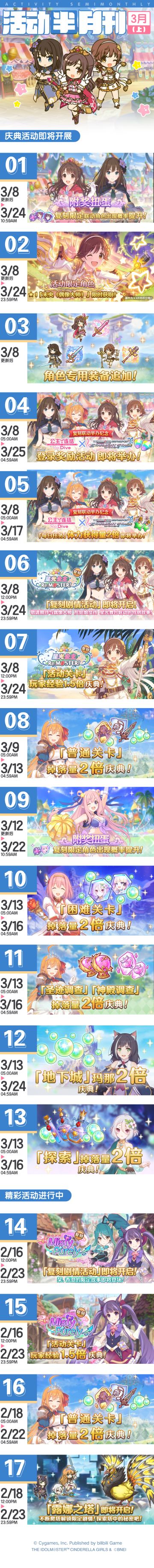 三月上旬常规活动开展预告