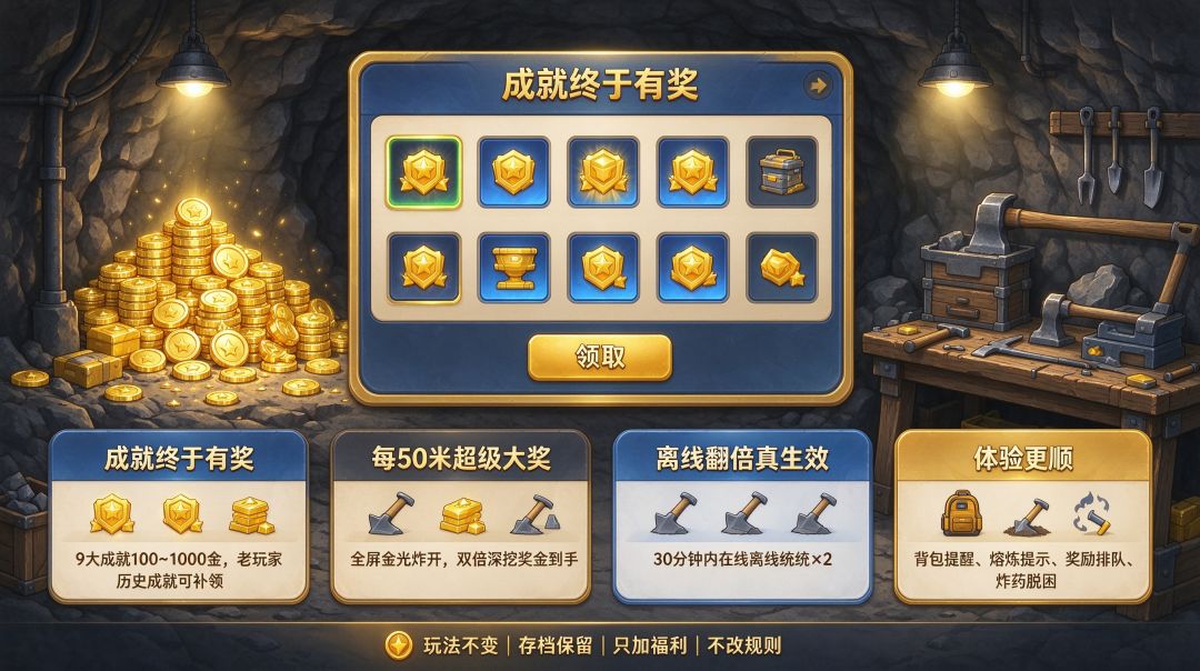 v1.4.成就发钱了!老玩家先去成就页领钱 ⛏️ 2