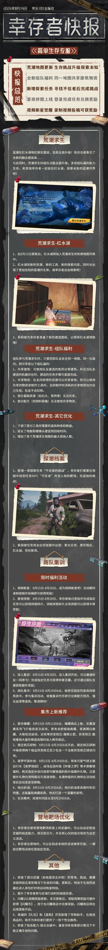 【共创季】简单生存专服8月14日更新公告