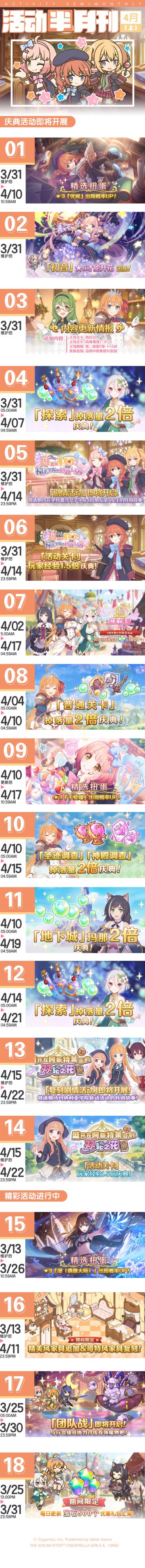 四月上旬常规活动开展预告