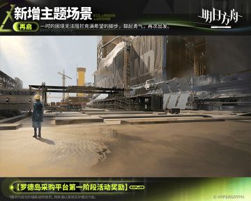 【新增主题场景】
//再启
一时的困境无法阻拦充满希望的脚步，鼓起勇气，再次出发。
_________________
主题官网链接：
▲ 生息演算「重启锚点」主题官网【罗德岛新生序章】活动现已开启 ▲
可露希尔正在火热进行《罗德岛重建宣传册·限量发行·内部精选版》的开发制作！
听说本批宣传册采用“阶段性整理资料”，短期内不会再次整理同等级内容，后续版本存在删减与涨价风险，库存有限先到先得！
活动