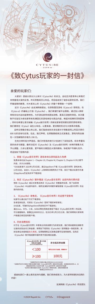 《致Cytus玩家的一封信》