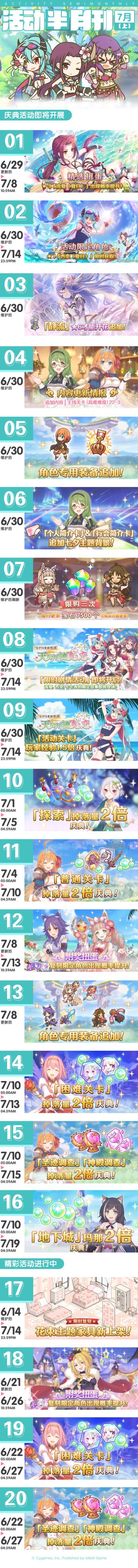 七月上旬常规活动开展预告