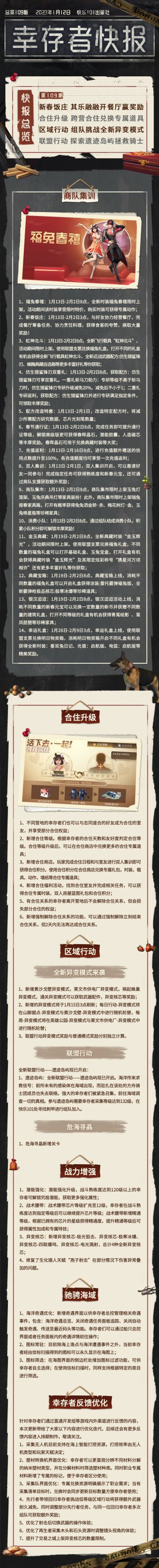【幸存者快报】1月12日更新公告