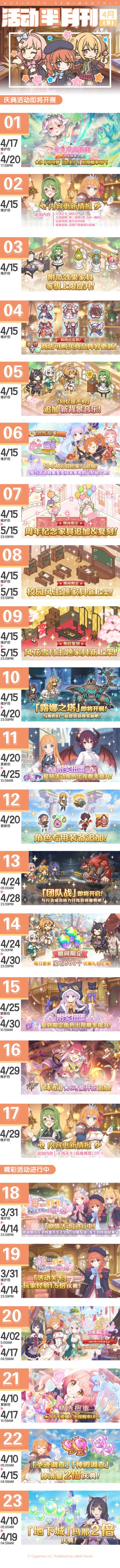 四月下旬常规活动预告