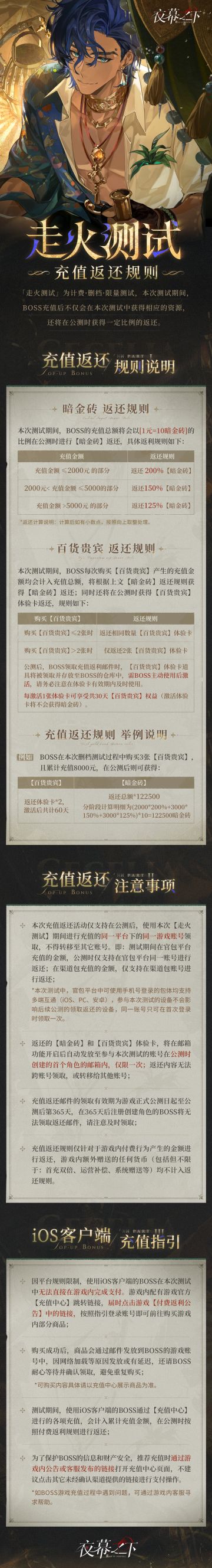 ▶《夜幕之下》「走火测试」充值返还规则