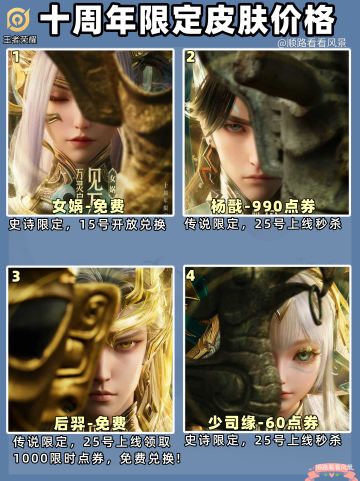 好消息十周年限定皮肤全拿下只需1050点券