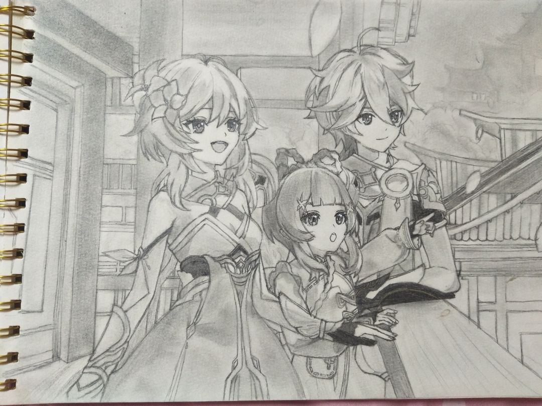 荧和刻晴画的不是很好,见谅 2