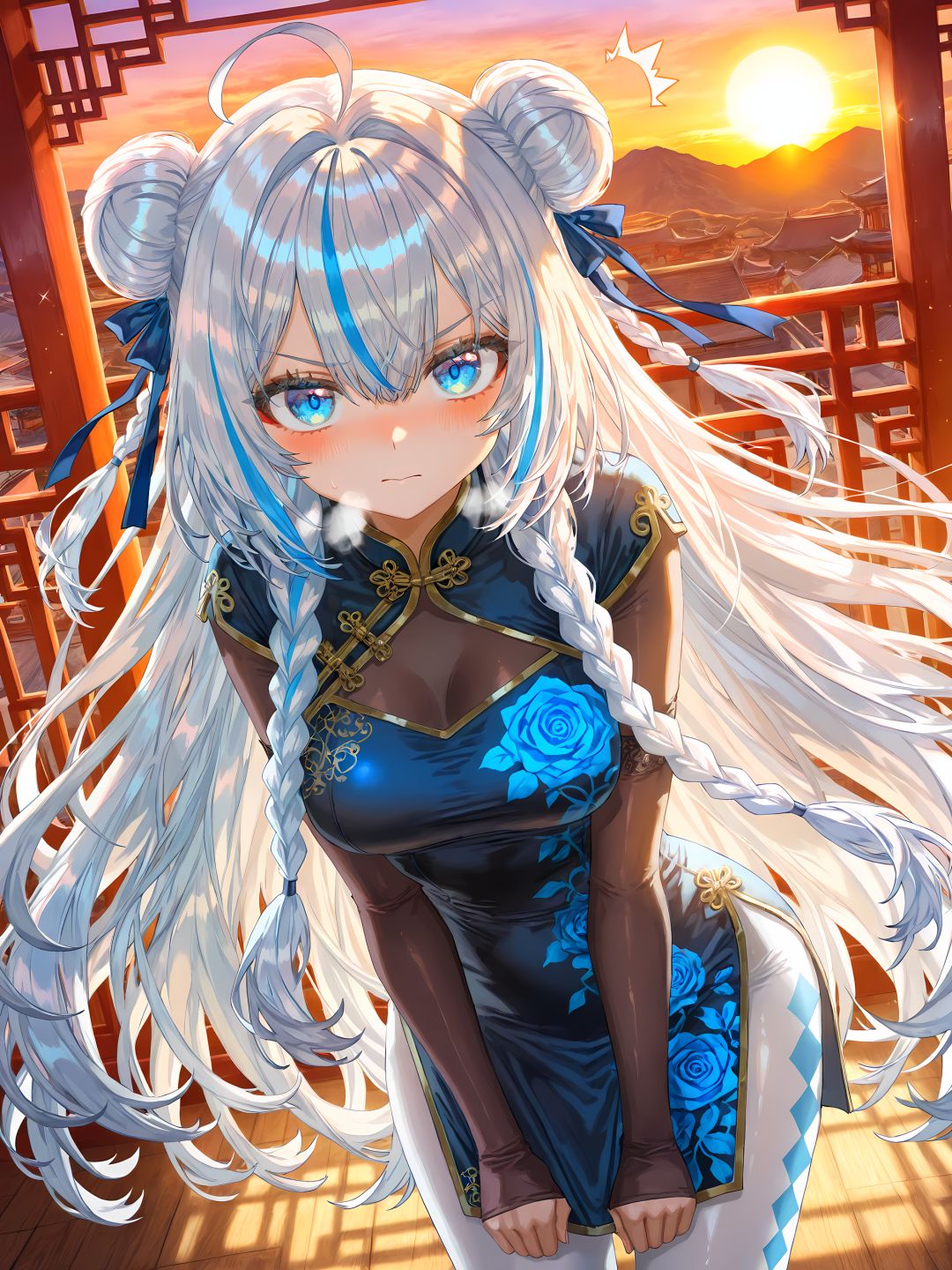 【原创】深蓝色旗袍吗, 真拿你没办法~😉 2