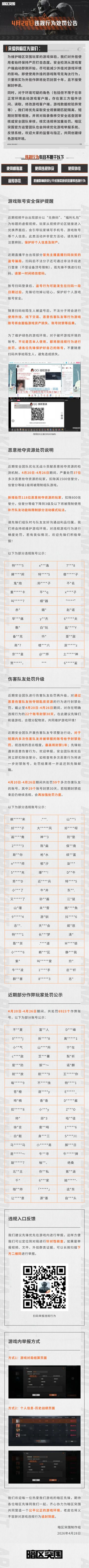安全处罚公告丨账号安全提醒及违规行为处罚公告 （4月28日）