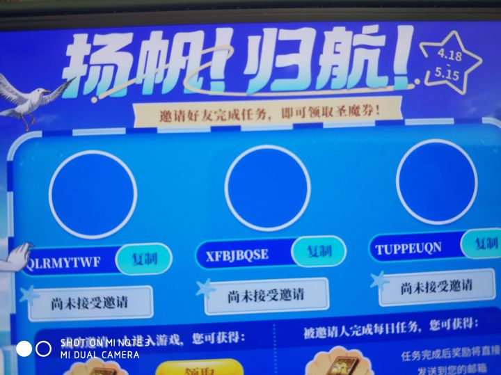活动码三个截图