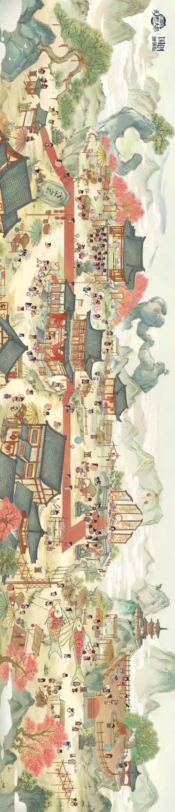 ​听闻有一些小将军对风格独特的“舞跃岱宗”活动背景图颇感兴趣，关关缠着美术大大导出了一份背景长图，小将军可以仔细欣赏一番哦~ 
温馨提示：请把手机横屏过来看哦~ ​​​#三国志幻想大陆