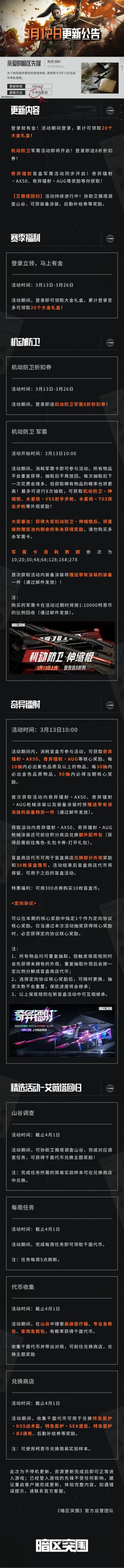 更新公告丨20个大金礼盒等你领！全新枪械涂装&近战武器即将上线
