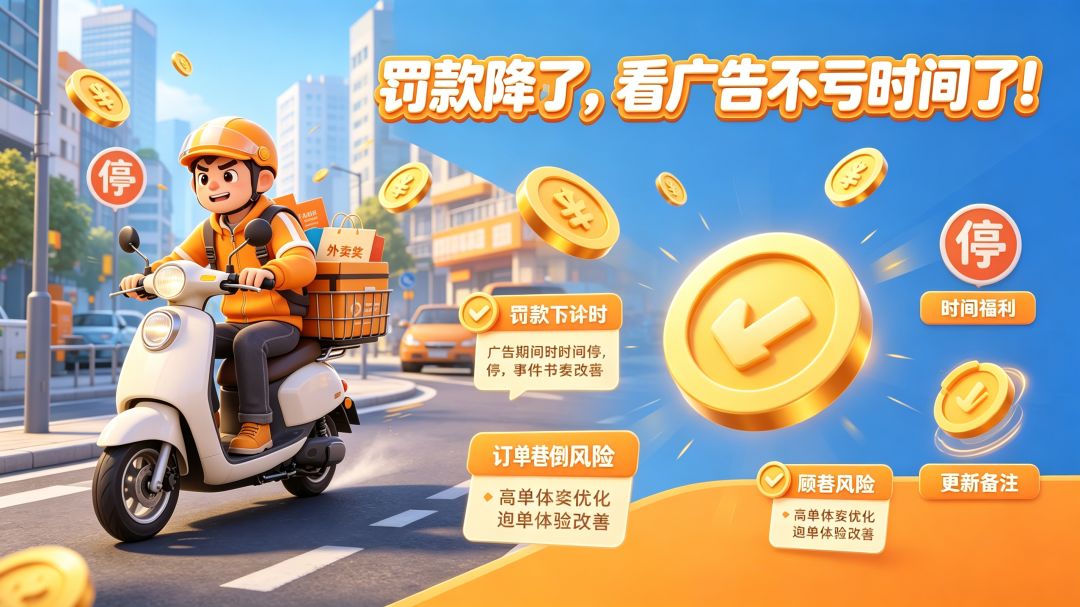 《外卖骑手生存日记》更新公告:罚款降了,看广告不亏时间了! 1
