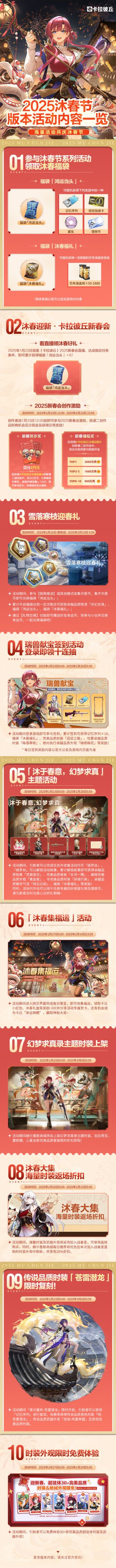 卡拉彼丘2025沐春迎新版本活动内容一览
