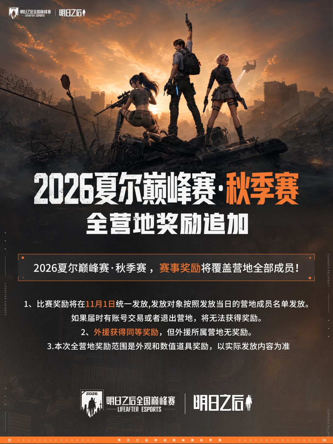 【2026明日之后 夏尔巅峰赛·秋季赛】全营地奖励追加 1