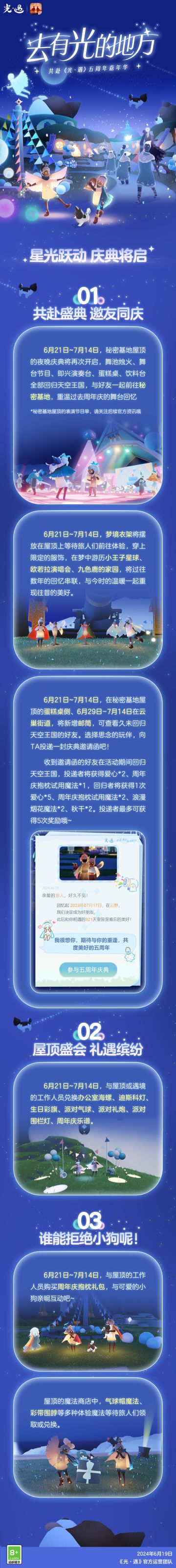 盛夏嘉年 缤纷相聚｜《光·遇》6月21日 五周年庆典 更新内容公告