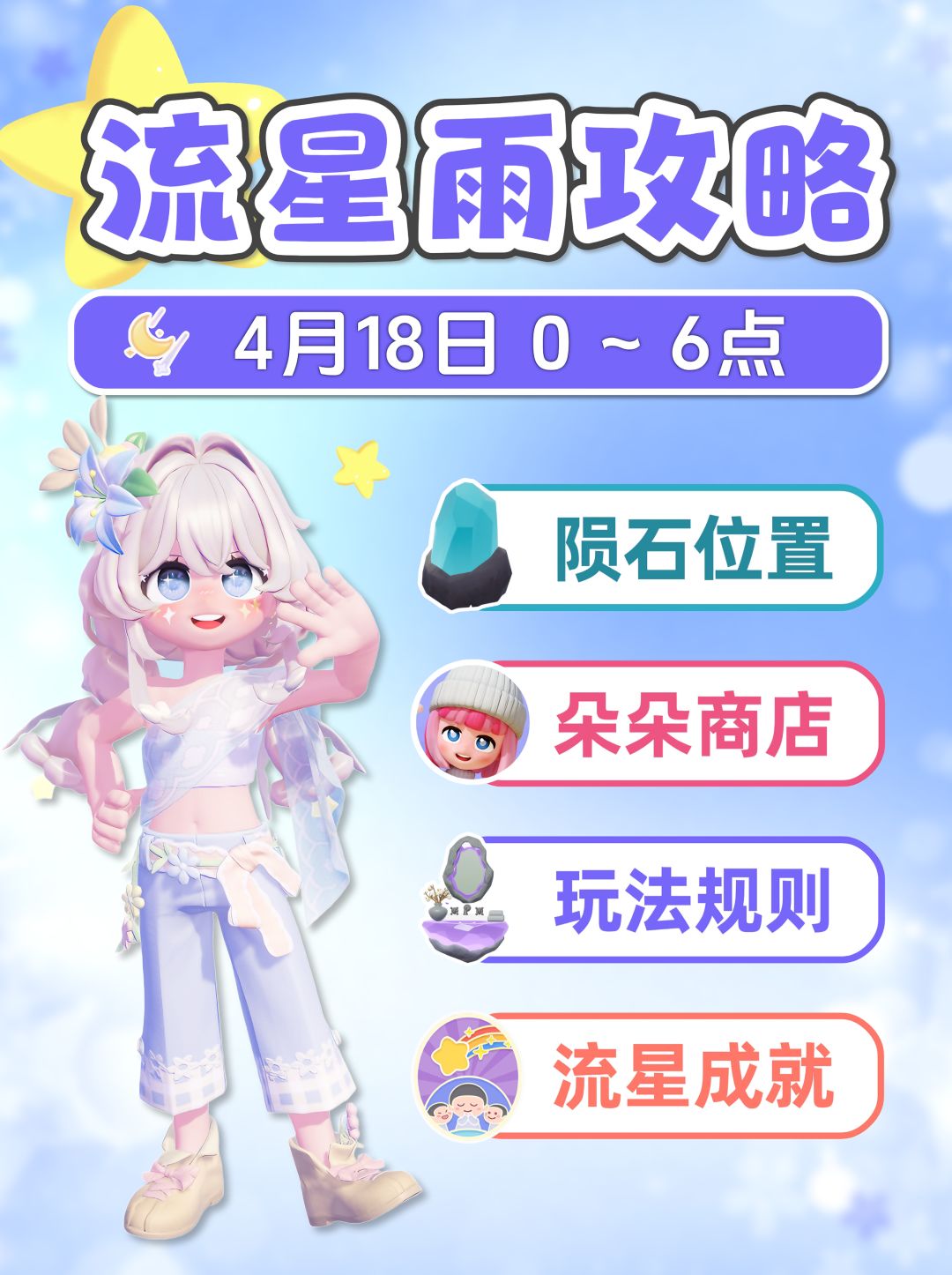 4月18日 流星雨详细攻略 陨石位置 朵朵位置截图