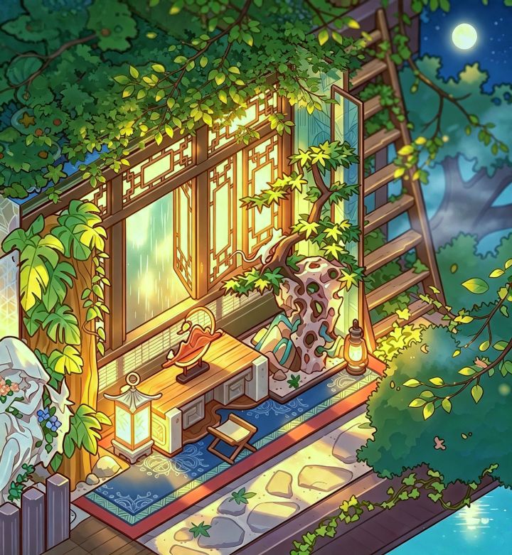 夜深树静,守一方小院和一轮明月截图