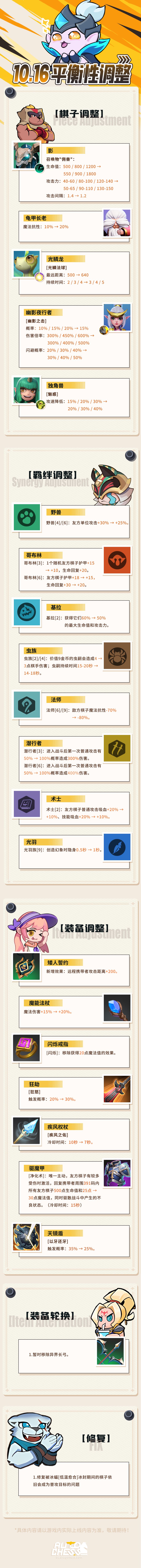 10.16 平衡性更新速览 1