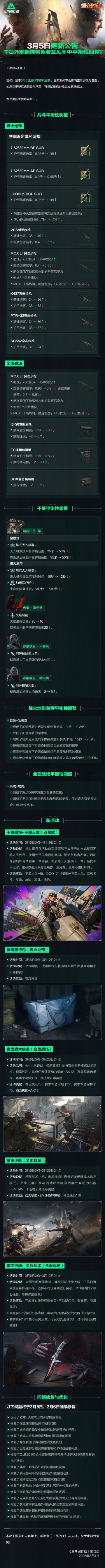 3月5日更新公告丨干员外观捆绑包免费拿＆季中平衡性调整！