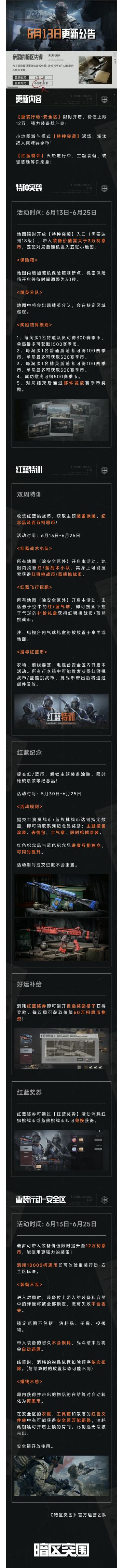 更新公告丨特种突袭小地图激斗，重装行动安全区限时开启！